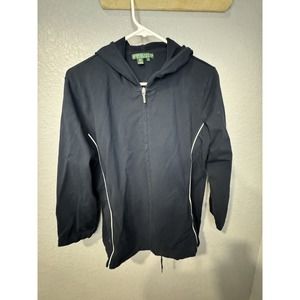 Lauren Ralph Lauren Jacket Womens‎ L Navy Zip Up/Hood Stretch LRL Active